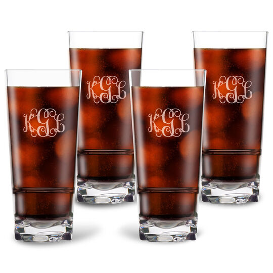 Personalized Tritan Acrylic Highball Set - Script Monogram